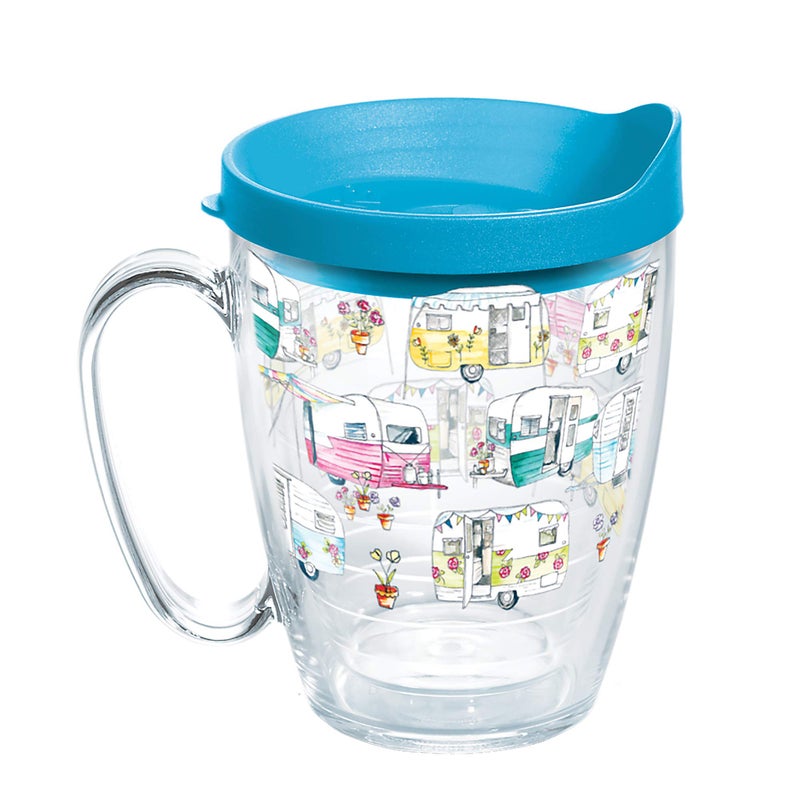 Tervis Colorful Camper Made in USA Double Walled Insulated Tumbler Travel Cup Keeps Drinks Cold & Hot, 16oz Mug, Classic - Lidded - Image 1